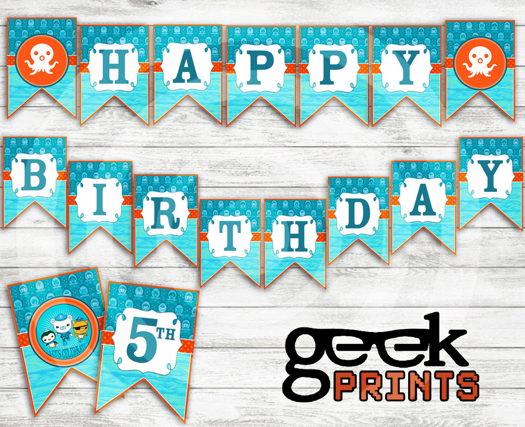 Happy Birthday Banner With Octonauts Theme Printable Download GeekPrints