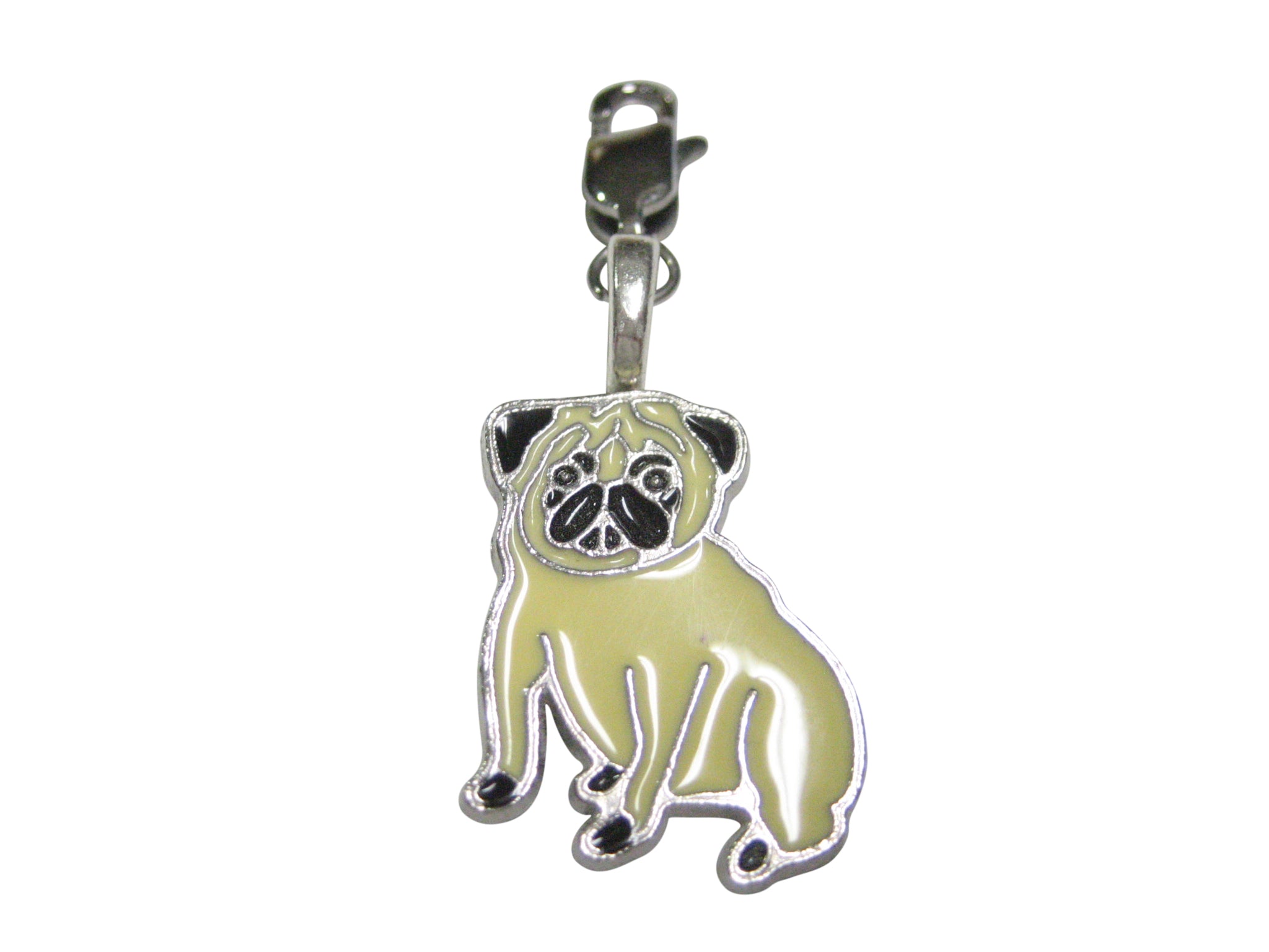 Beige Toned Pug Dog Pendant Zipper Pull Charm