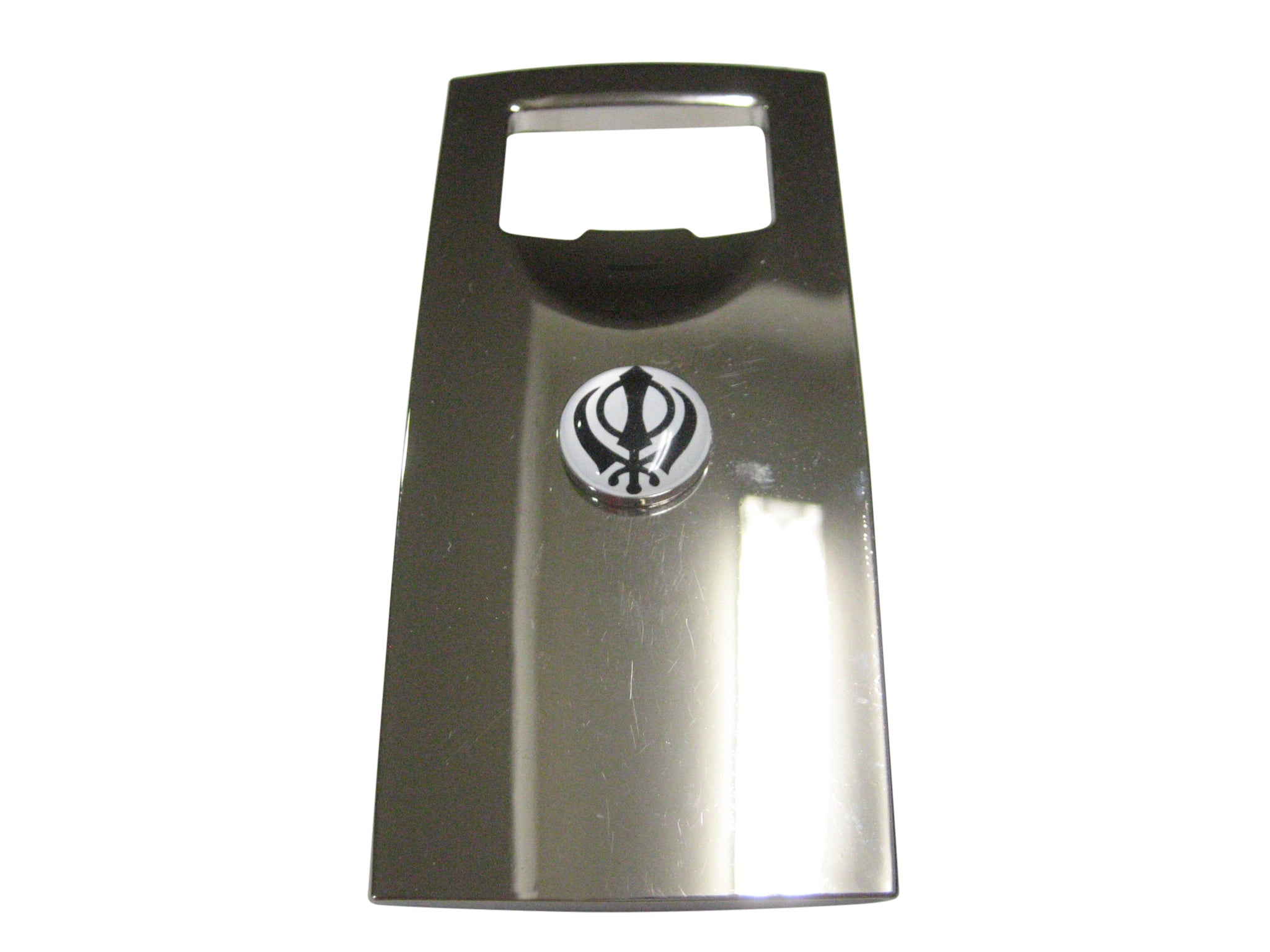 Black and White Toned Khanda Sikh Bottle Opener