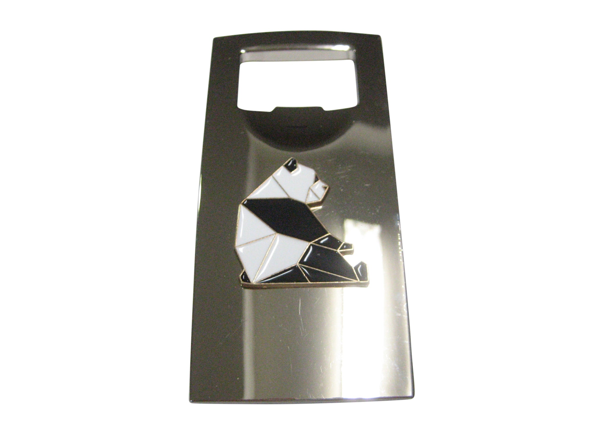 Black and White Toned Origami Sitting Panda Bottle Opener