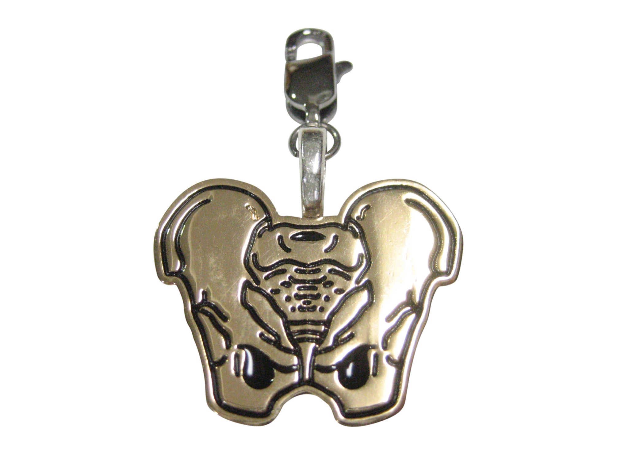 Gold Toned Anatomical Pelvis Pendant Zipper Pull Charm