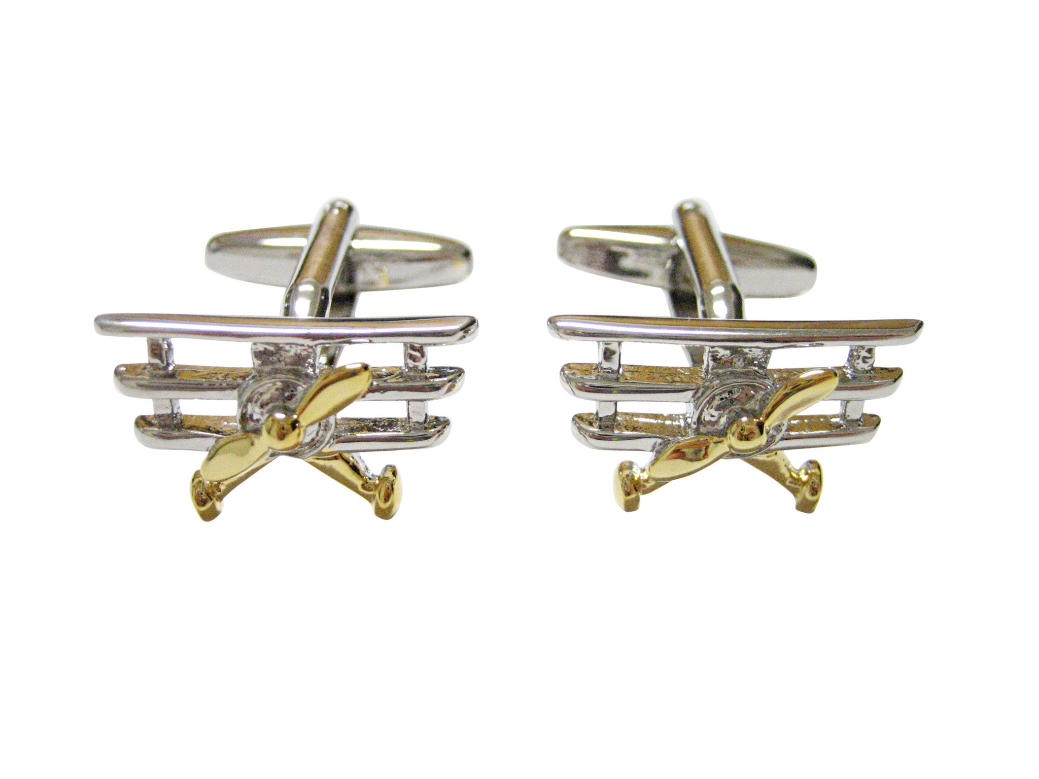 Gold and Silver Toned TriPlane Cufflinks - Kiola Designs