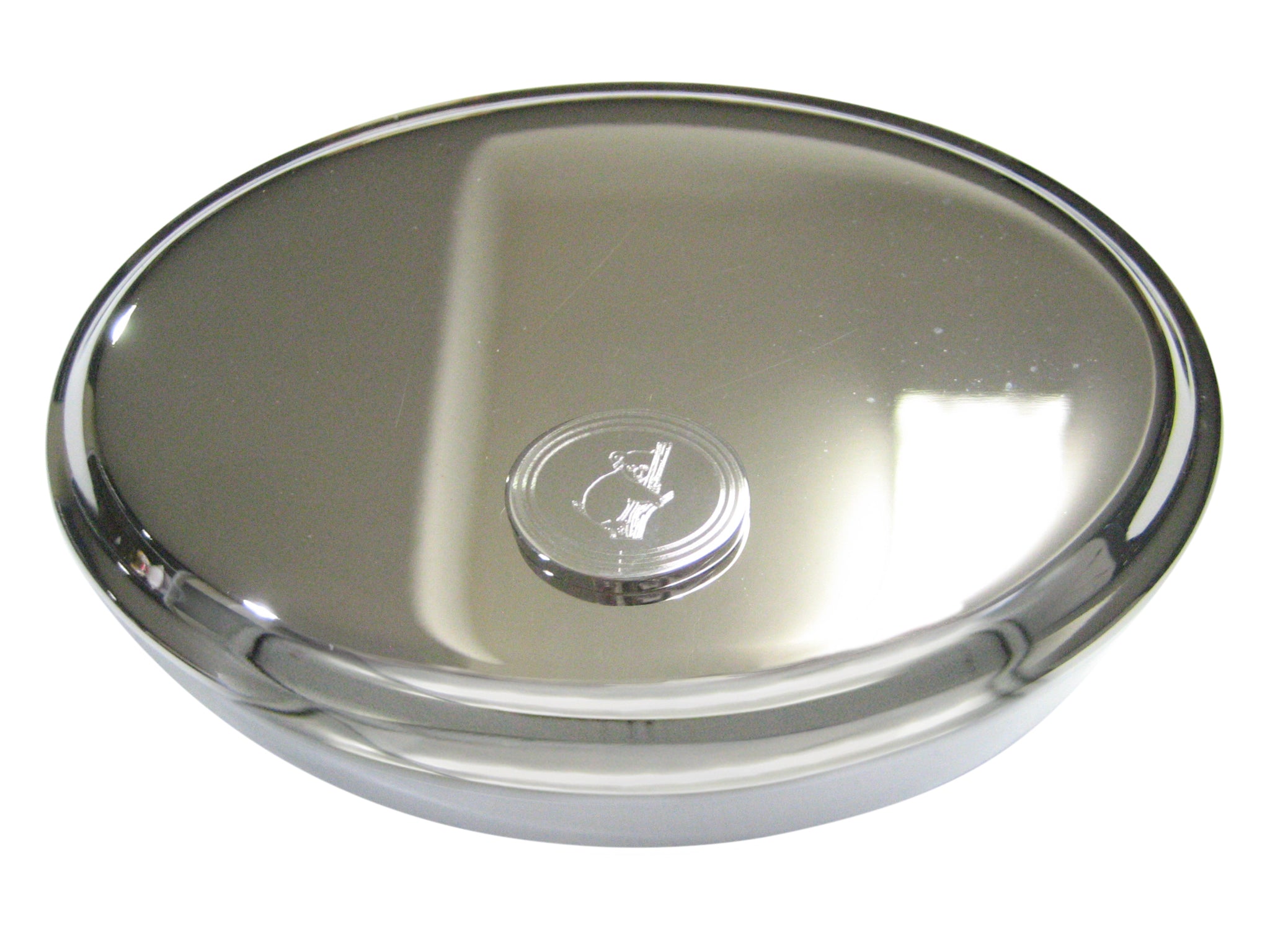 Silver Toned Etched Oval Koala Oval Trinket Jewelry Box