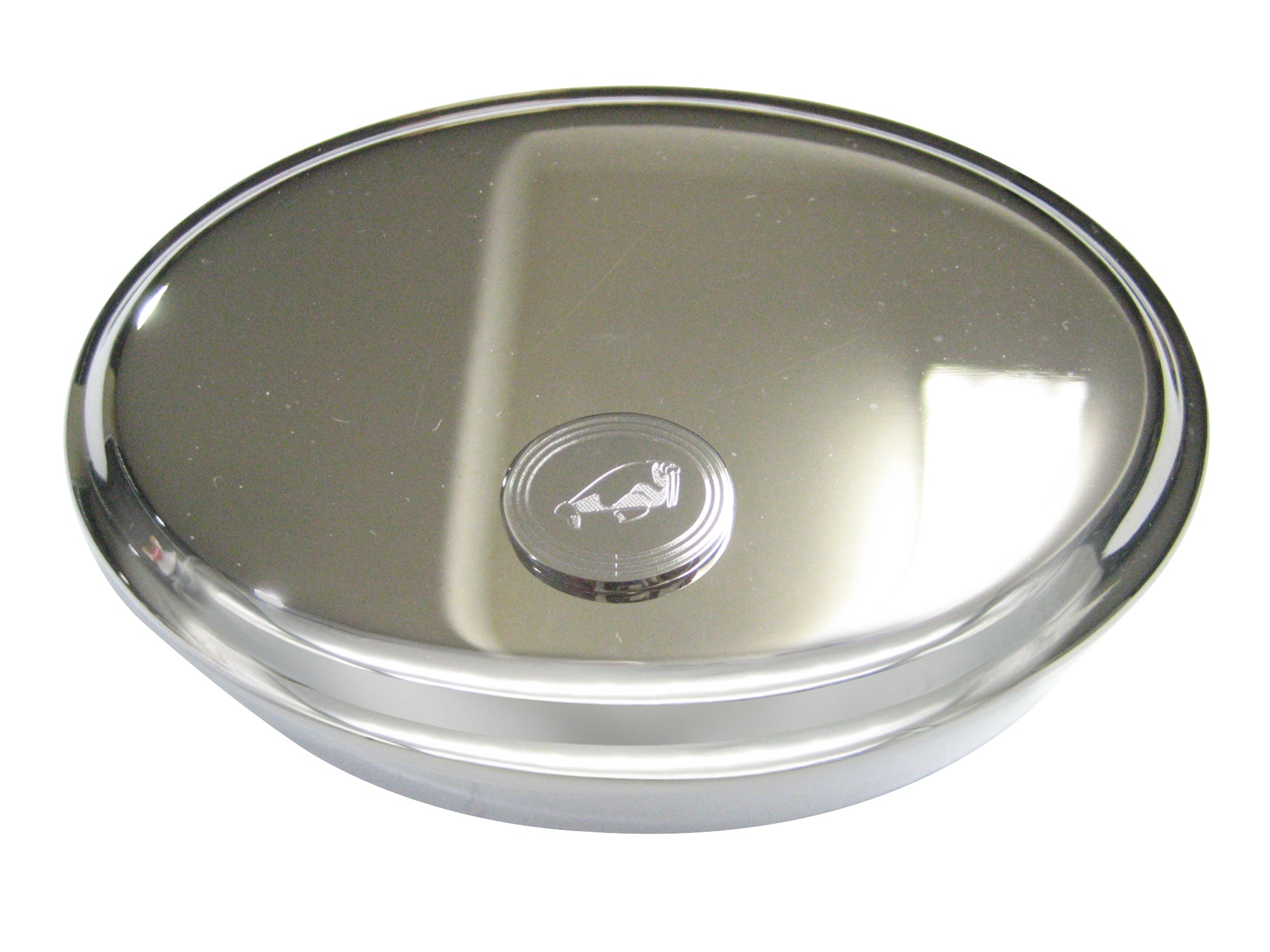 Silver Toned Etched Oval Walrus Oval Trinket Jewelry Box