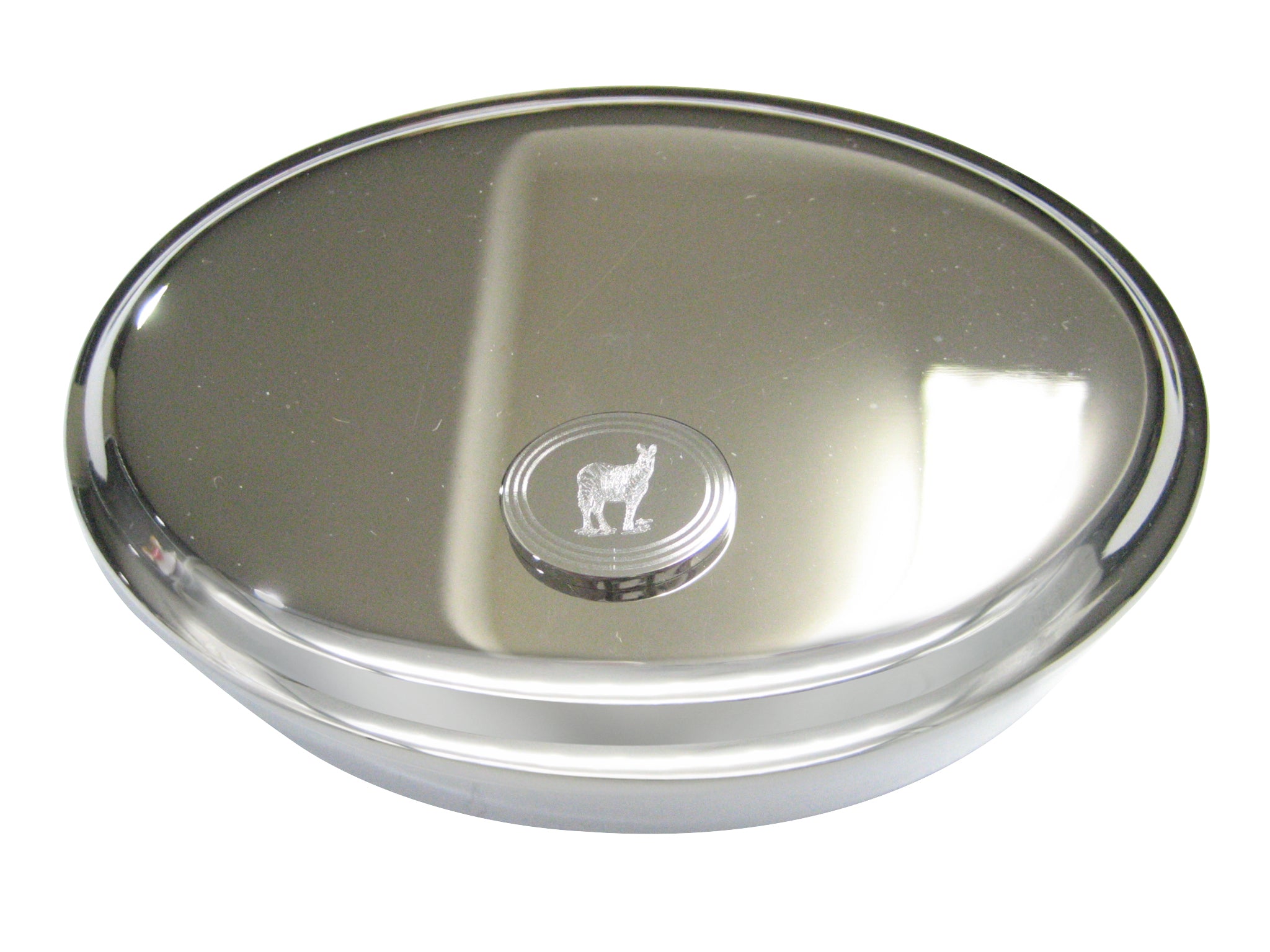 Silver Toned Etched Oval Zebra Oval Trinket Jewelry Box