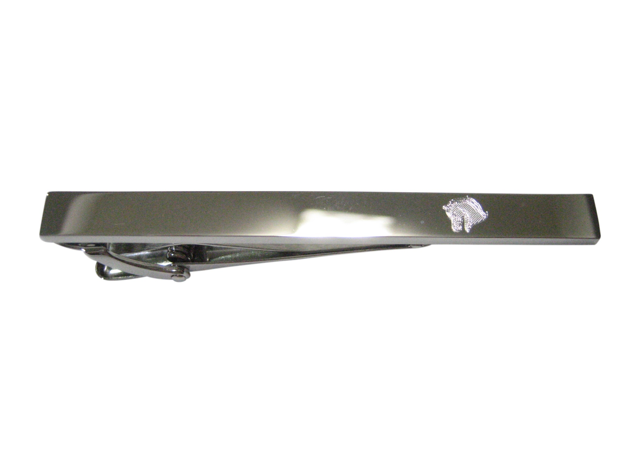 Silver Toned Etched Sleek Horse Head Tie Clip