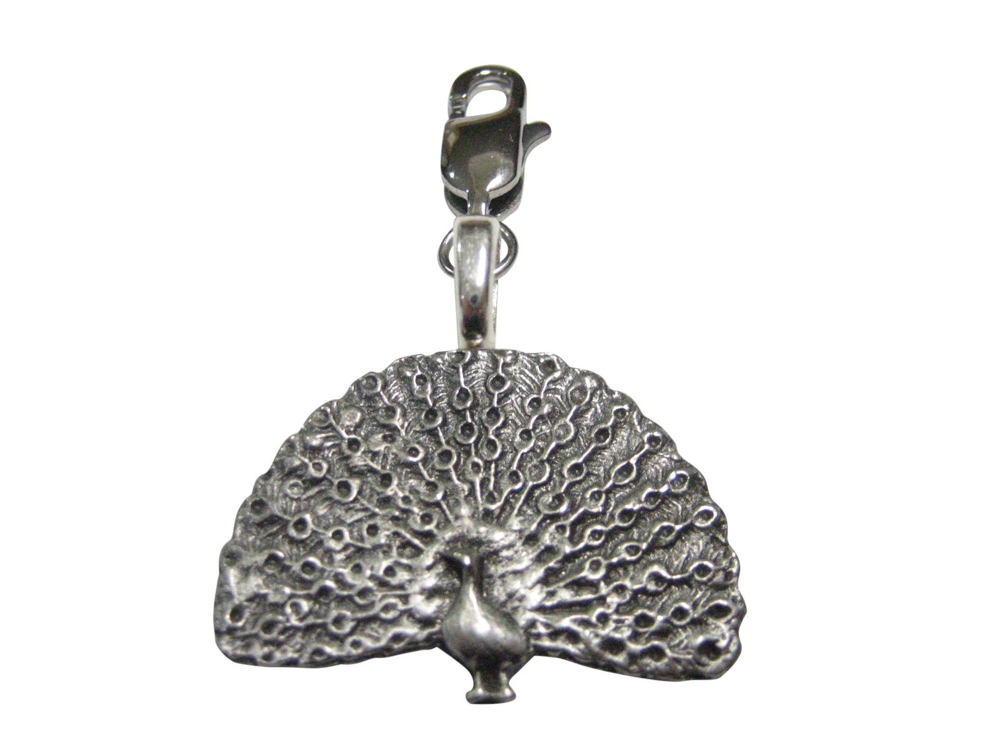 Silver Toned Peacock Bird Pendant Zipper Pull Charm