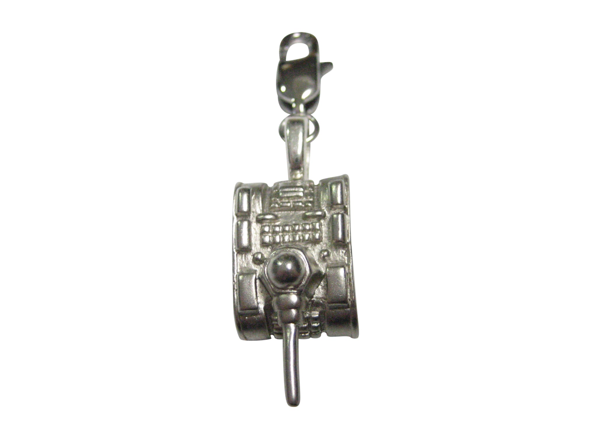 Silver Toned Tank Pendant Zipper Pull Charm