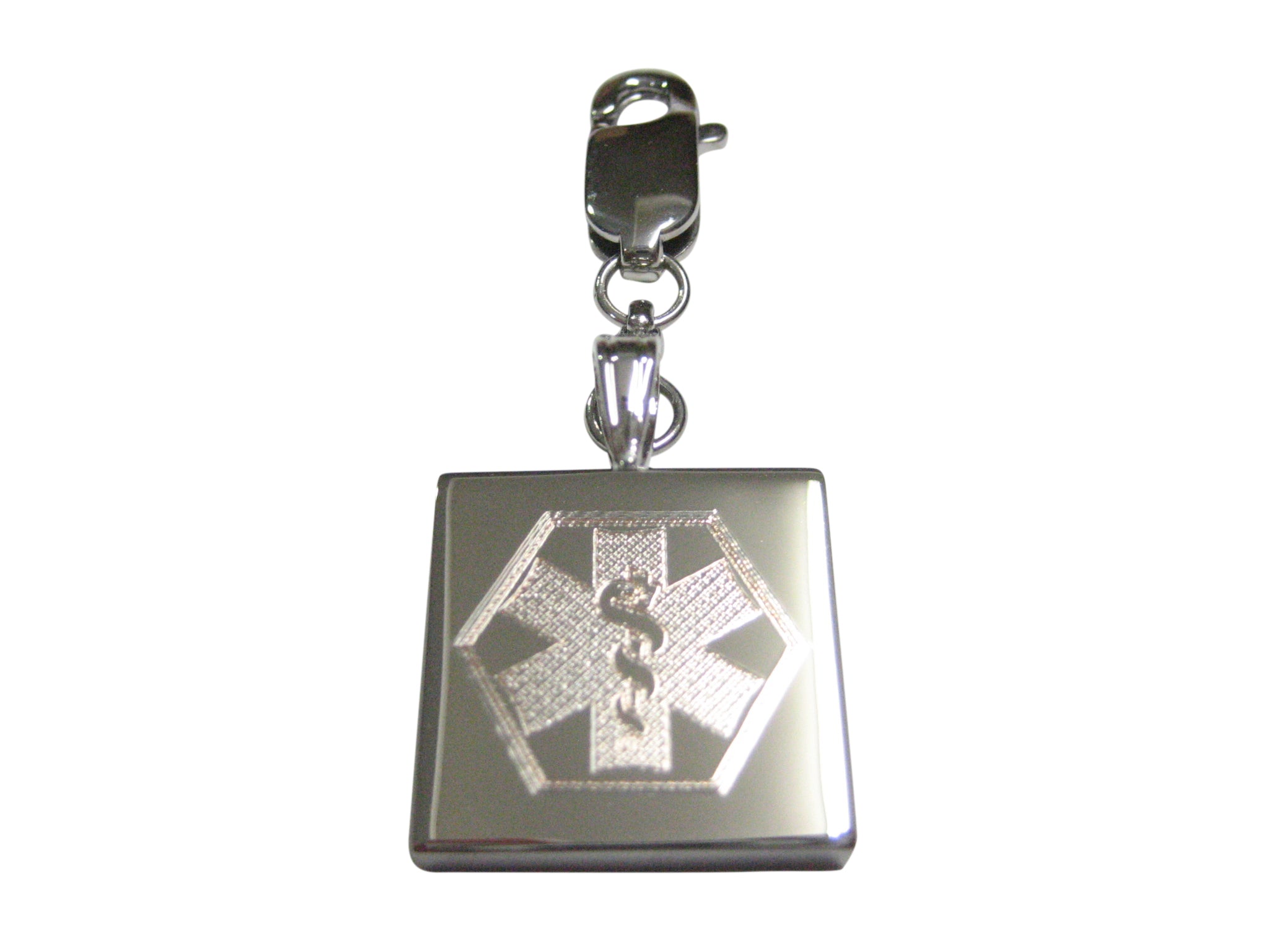 Silver Toned Etched Paramedic Star of Life Pendant Zipper Pull C