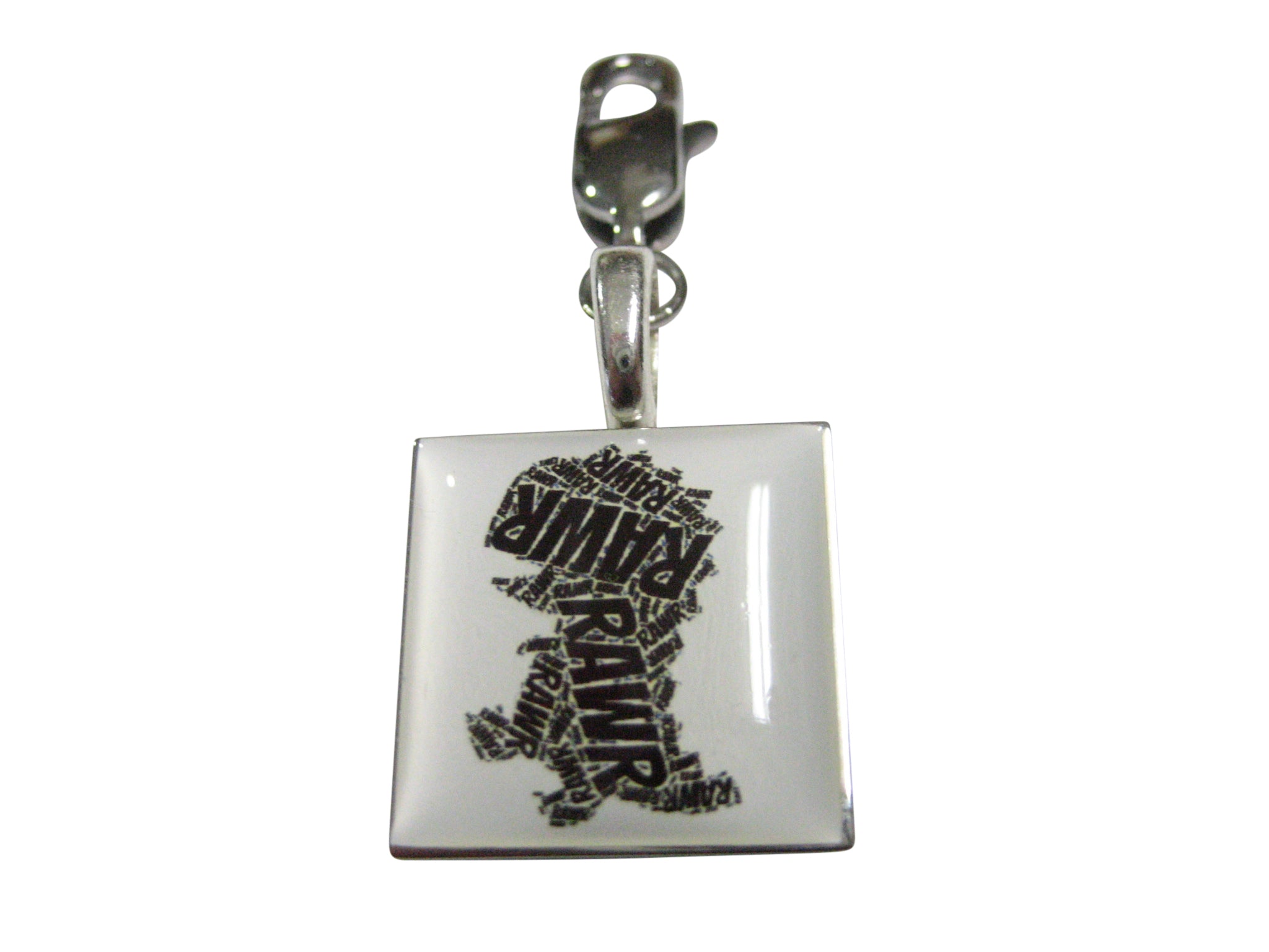 Square Fun T Rex Dinosaur Pendant Zipper Pull Charm