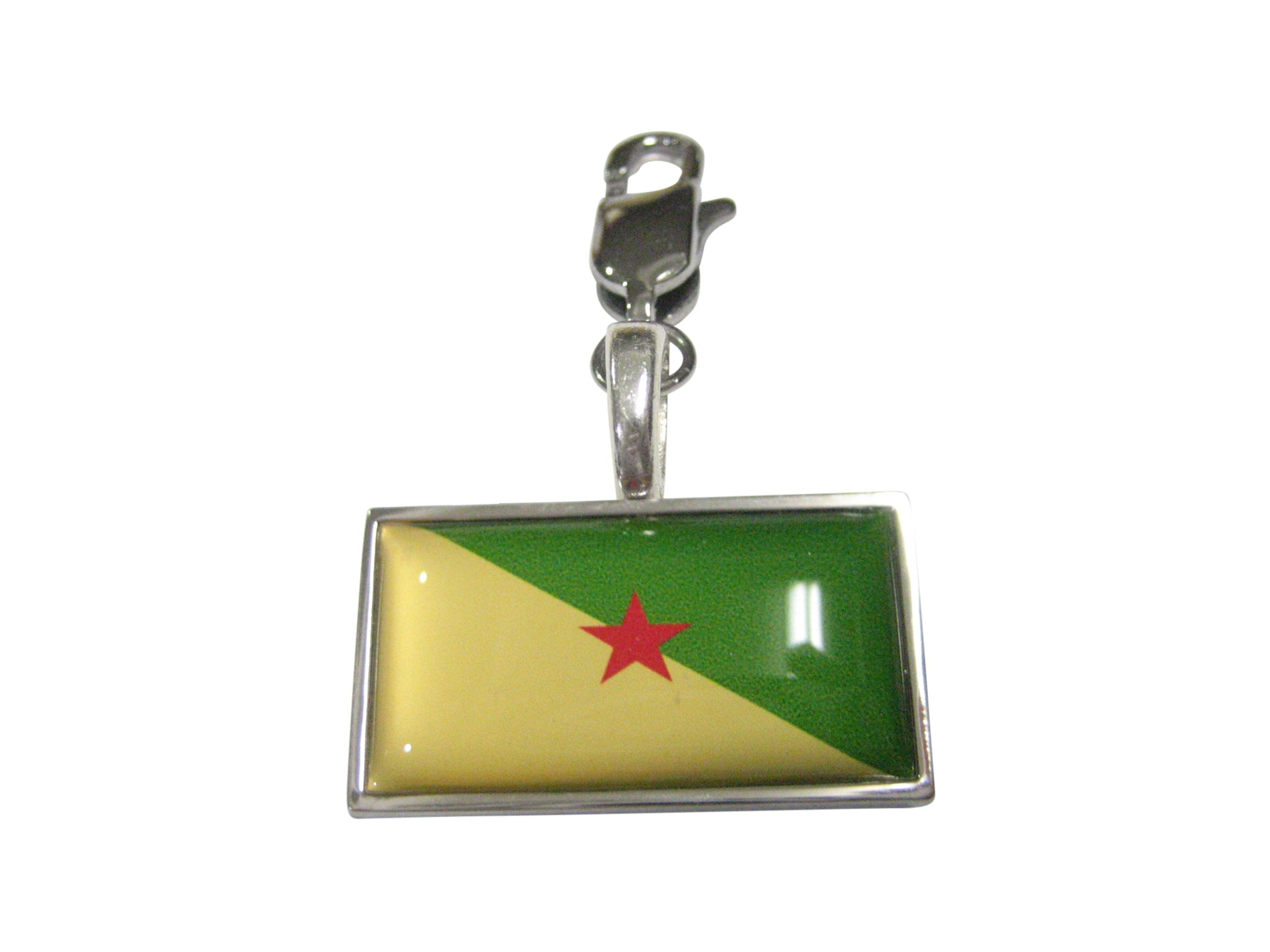 Thin Bordered French Guiana Flag Pendant Zipper Pull Charm