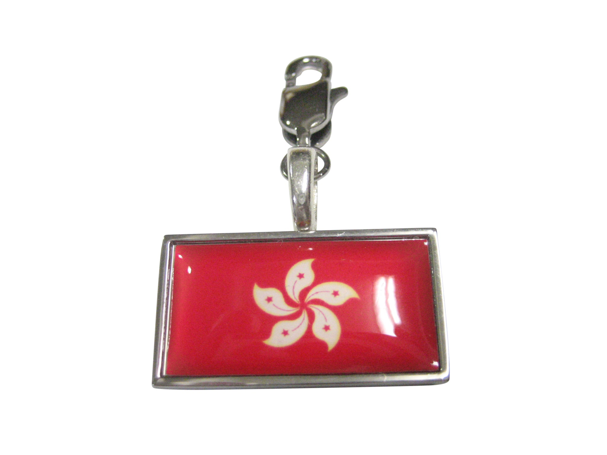 Thin Bordered Hong Kong Flag Pendant Zipper Pull Charm