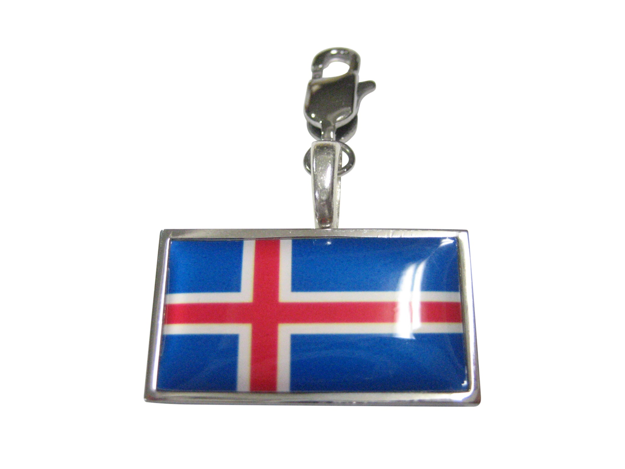 Thin Bordered Iceland Flag Pendant Zipper Pull Charm