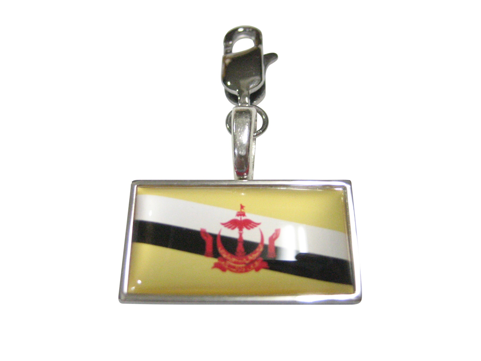 Thin Bordered Nation of Brunei Flag Pendant Zipper Pull Charm