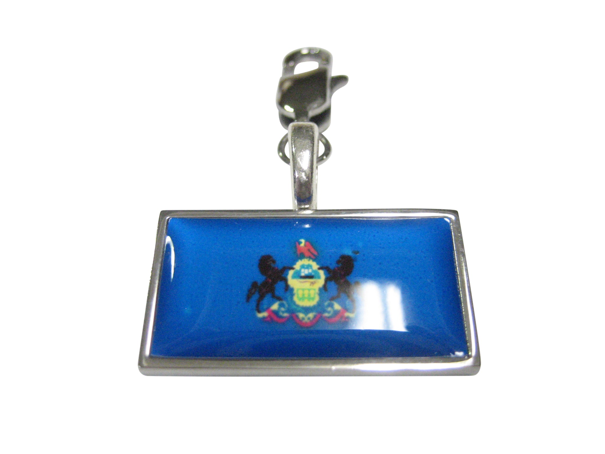 Thin Bordered Pennsylvania State Flag Pendant Zipper Pull Charm