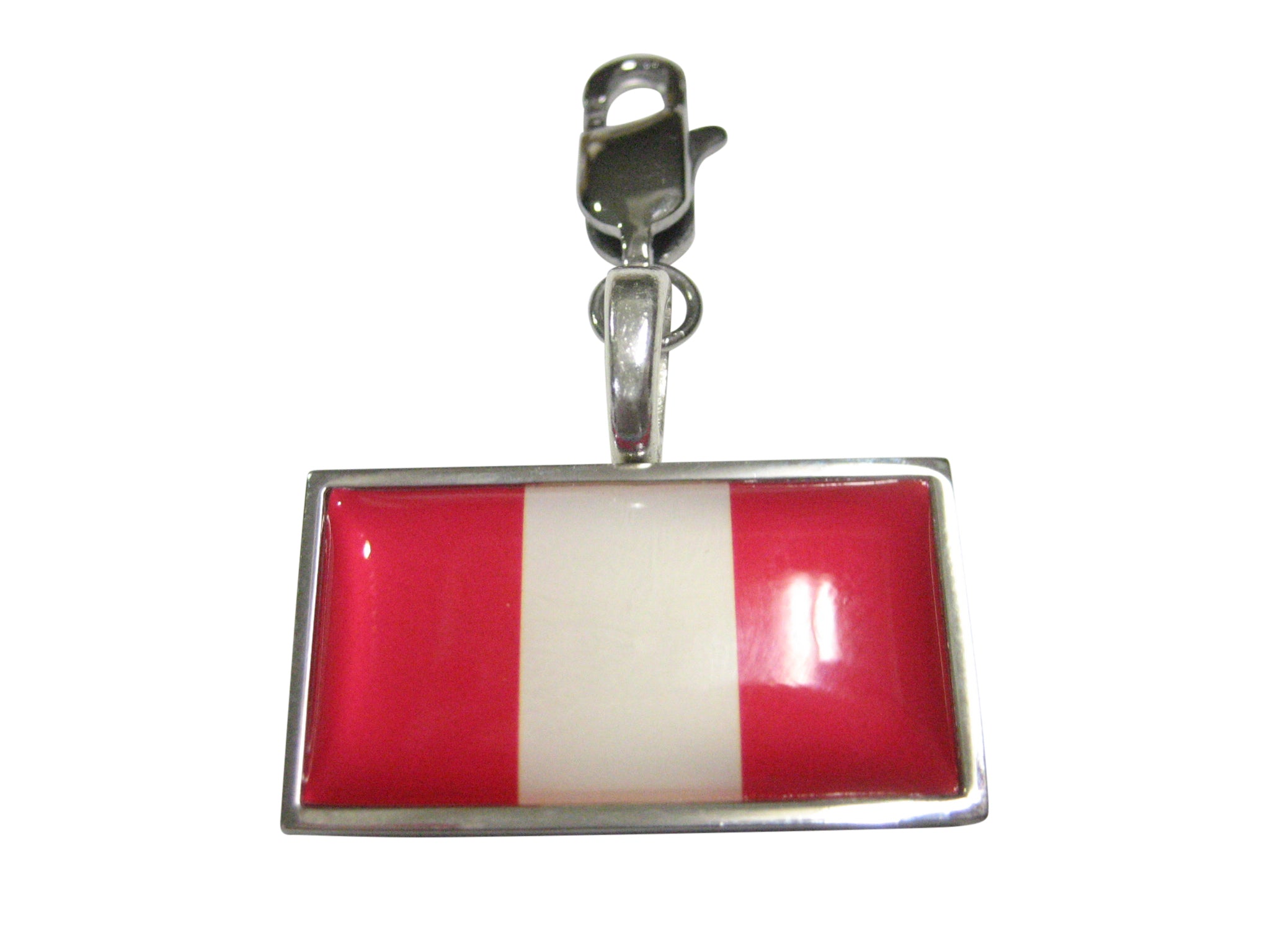 Thin Bordered Peru Flag Pendant Zipper Pull Charm