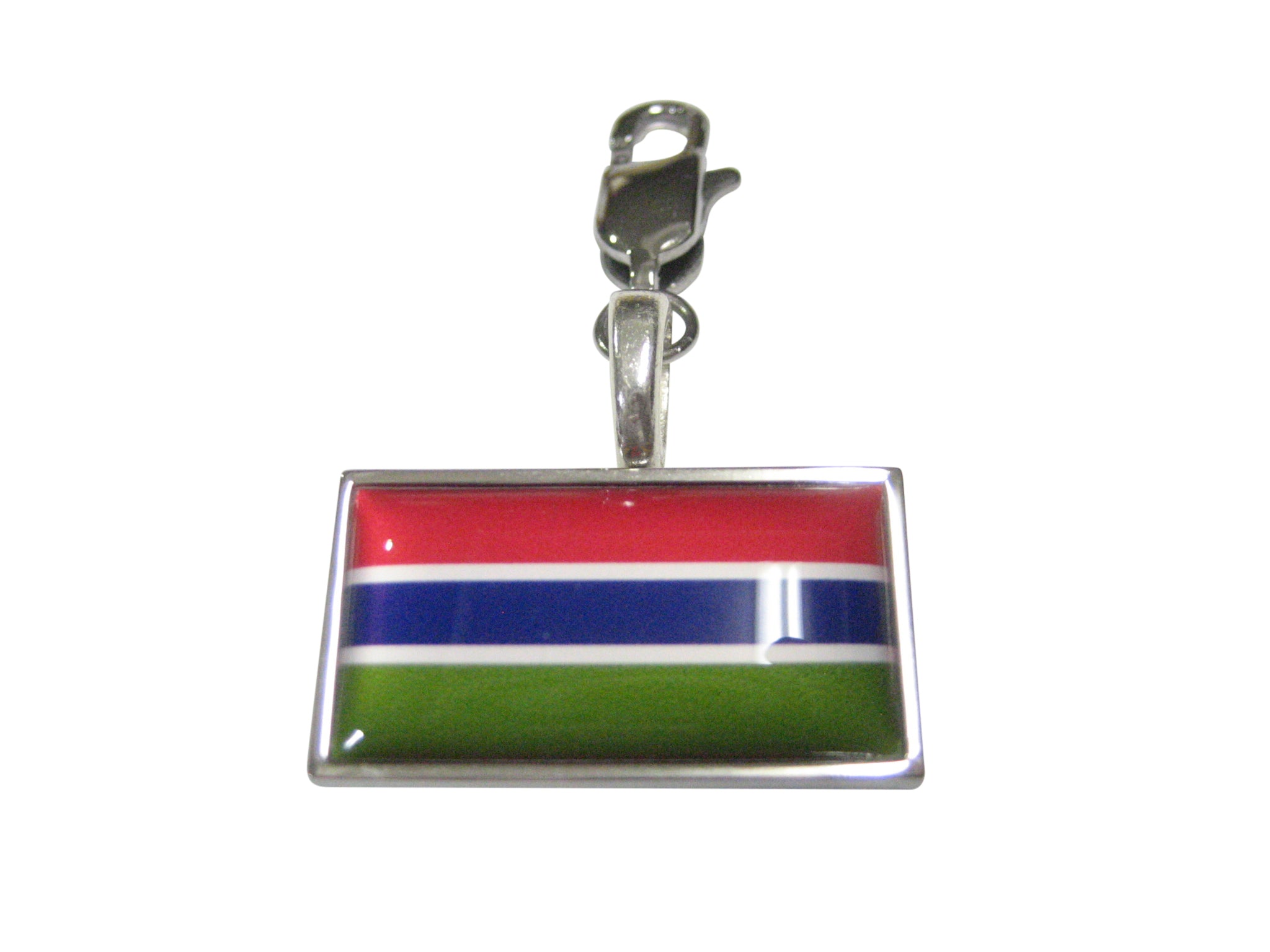 Thin Bordered Republic of The Gambia Flag Pendant Zipper Pull Charm