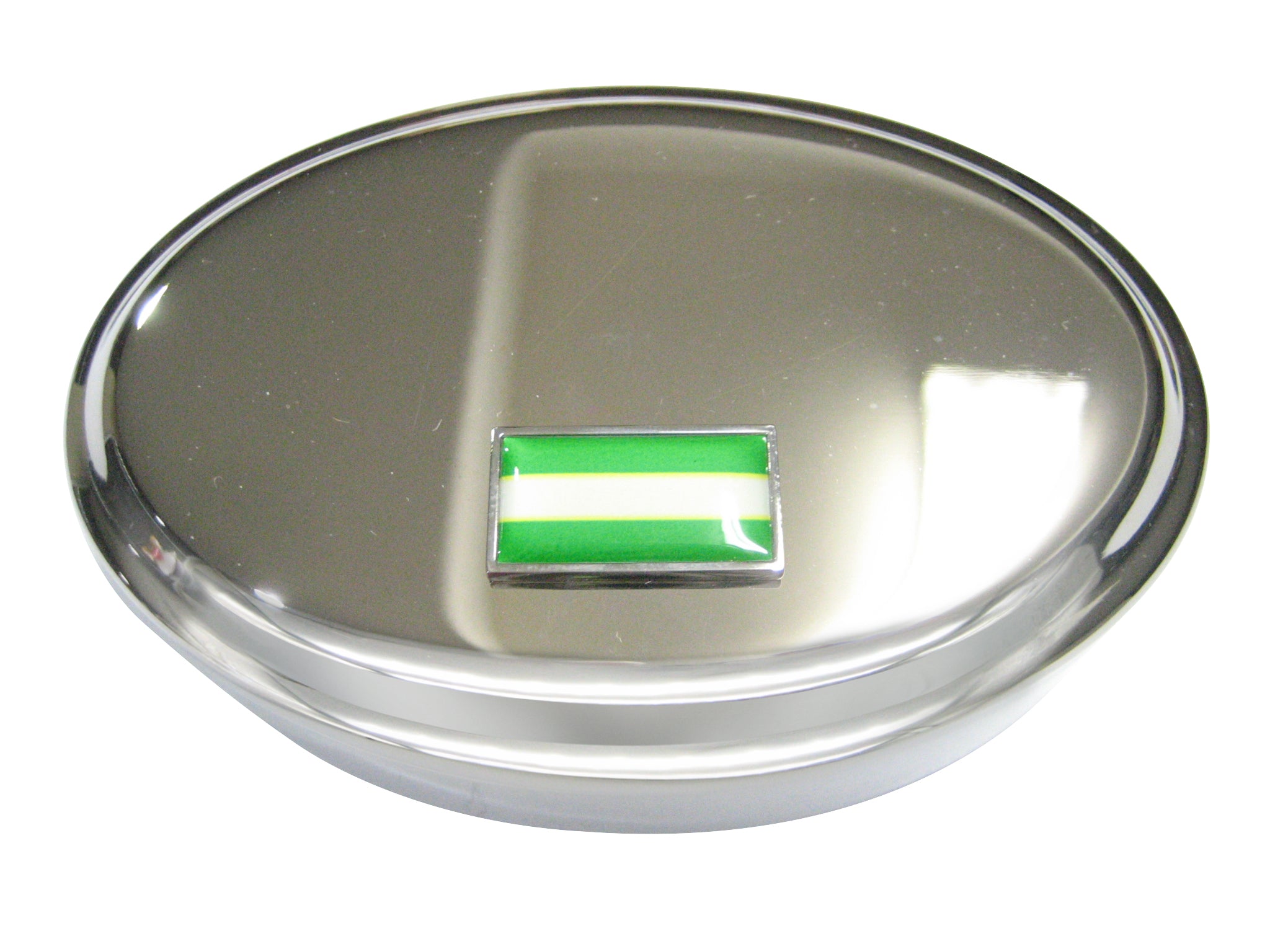 Thin Bordered Rotterdam Flag Oval Trinket Jewelry Box