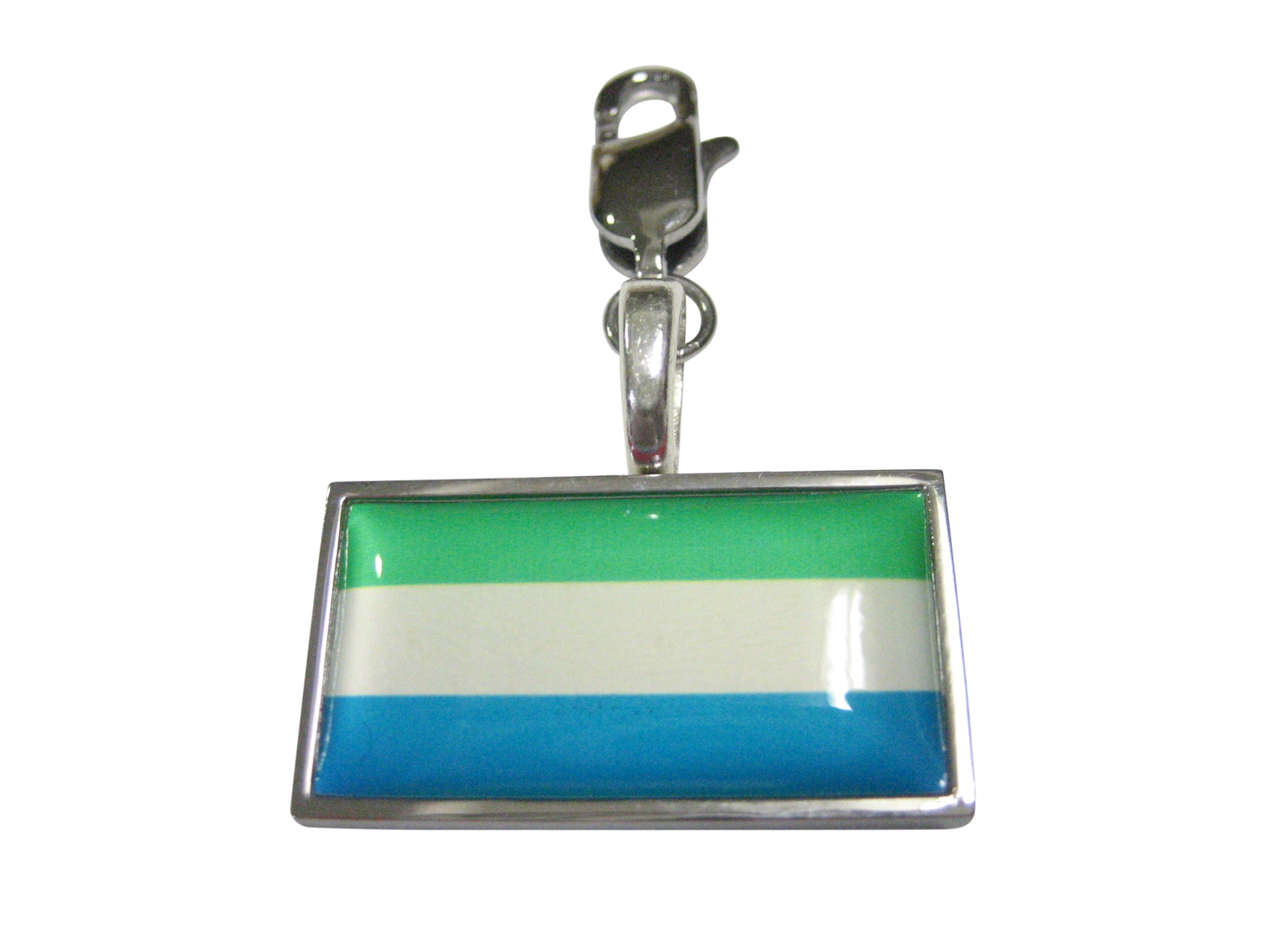 Thin Bordered Sierra Leone Flag Pendant Zipper Pull Charm