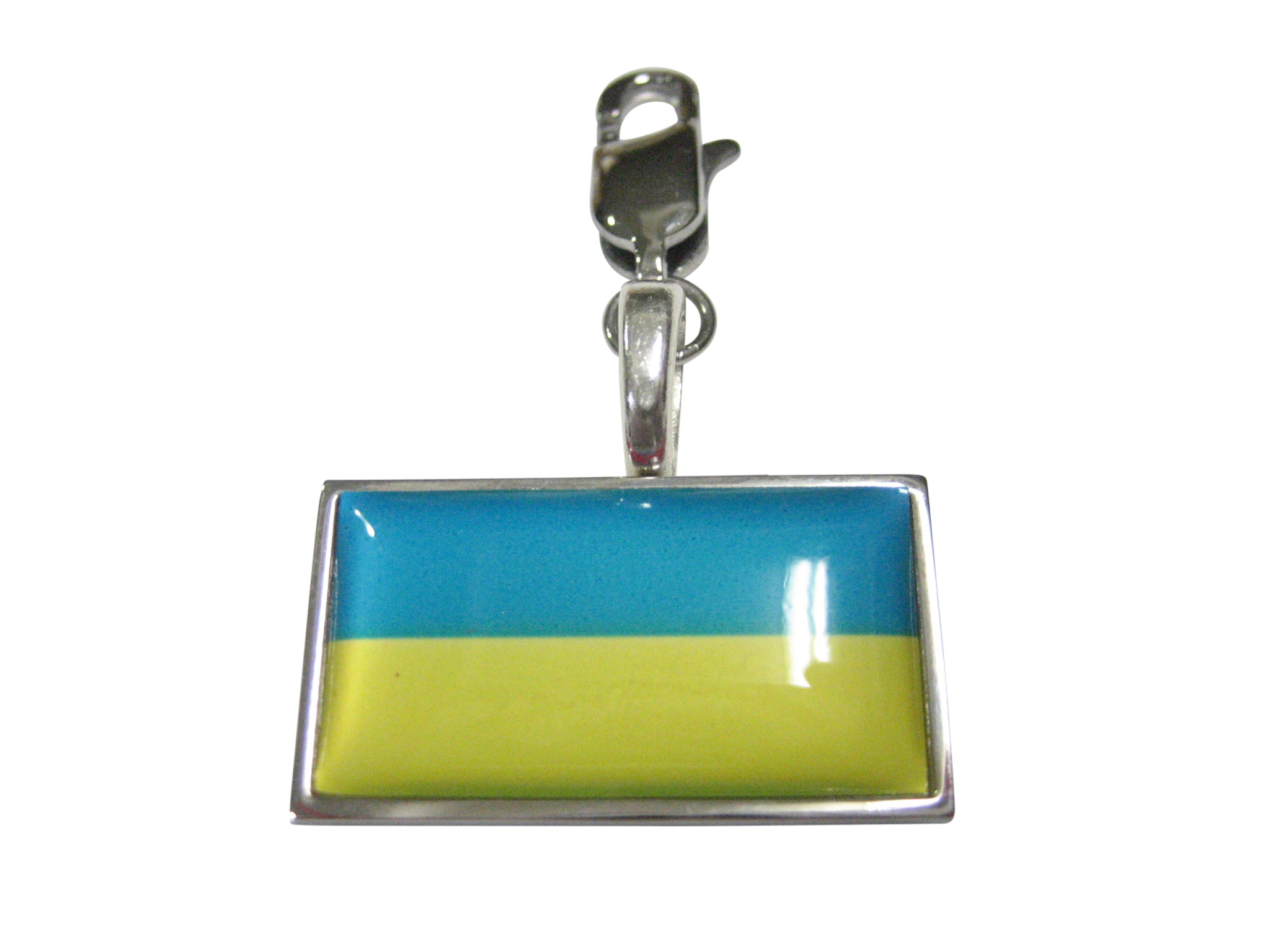 Thin Bordered Ukraine Flag Pendant Zipper Pull Charm