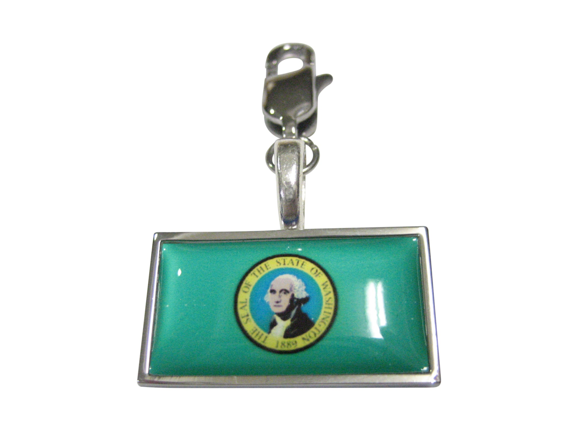 Thin Bordered Washington State Flag Pendant Zipper Pull Charm