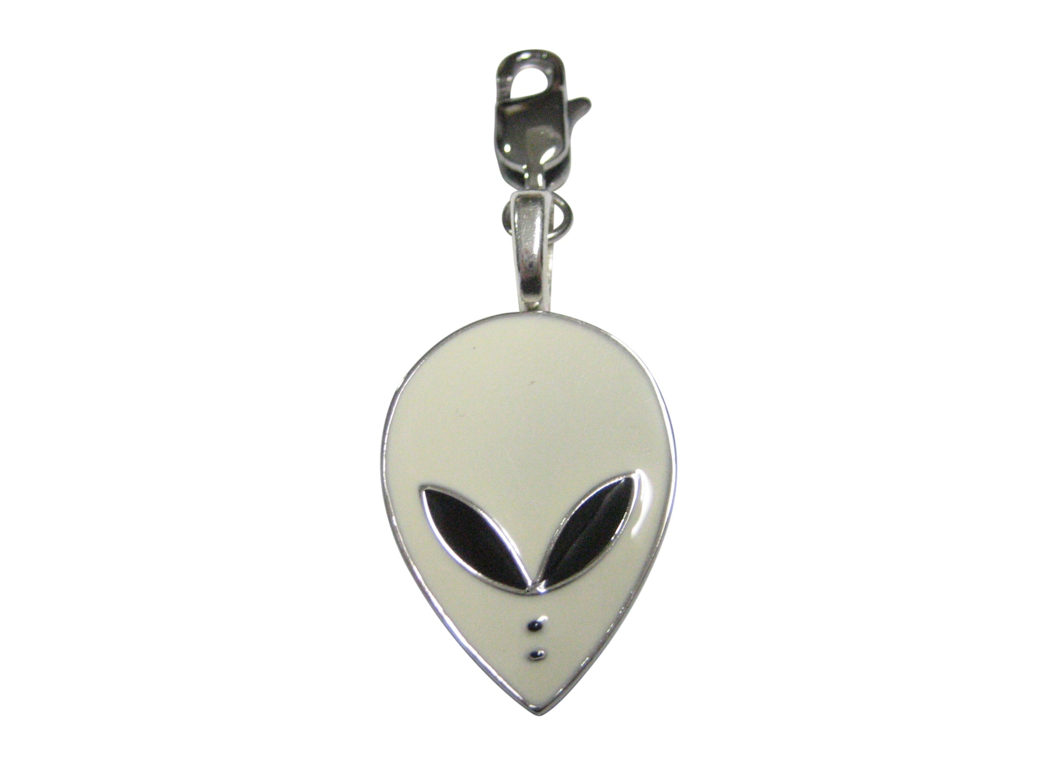 White Alien Head Pendant Zipper Pull Charm