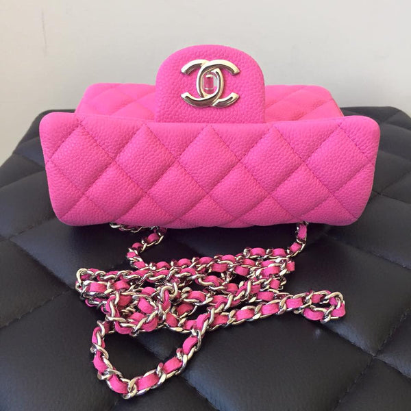 Chanel Pink Suede Caviar Extra Mini Flap Bag with SHW | Forever Red Soles