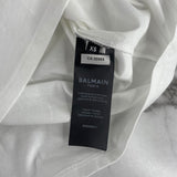 BALMAIN White/Sand Cotton Crop Top With Flock Logo Size XS