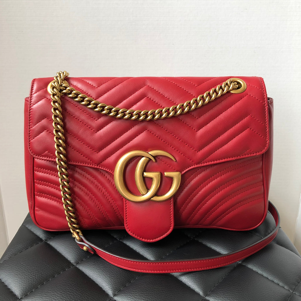 gucci red medium marmont bag