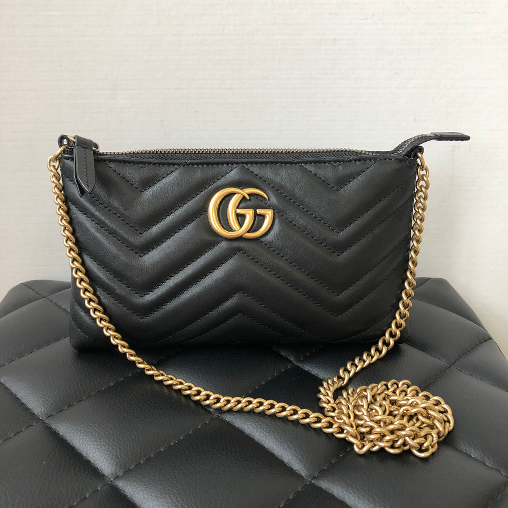 gucci black marmont mini matelasse crossbody bag