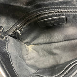 SAINT LAURENT Black Metallic Cracked Calfskin Monogram Niki Chain Wallet/Crossbody Bag