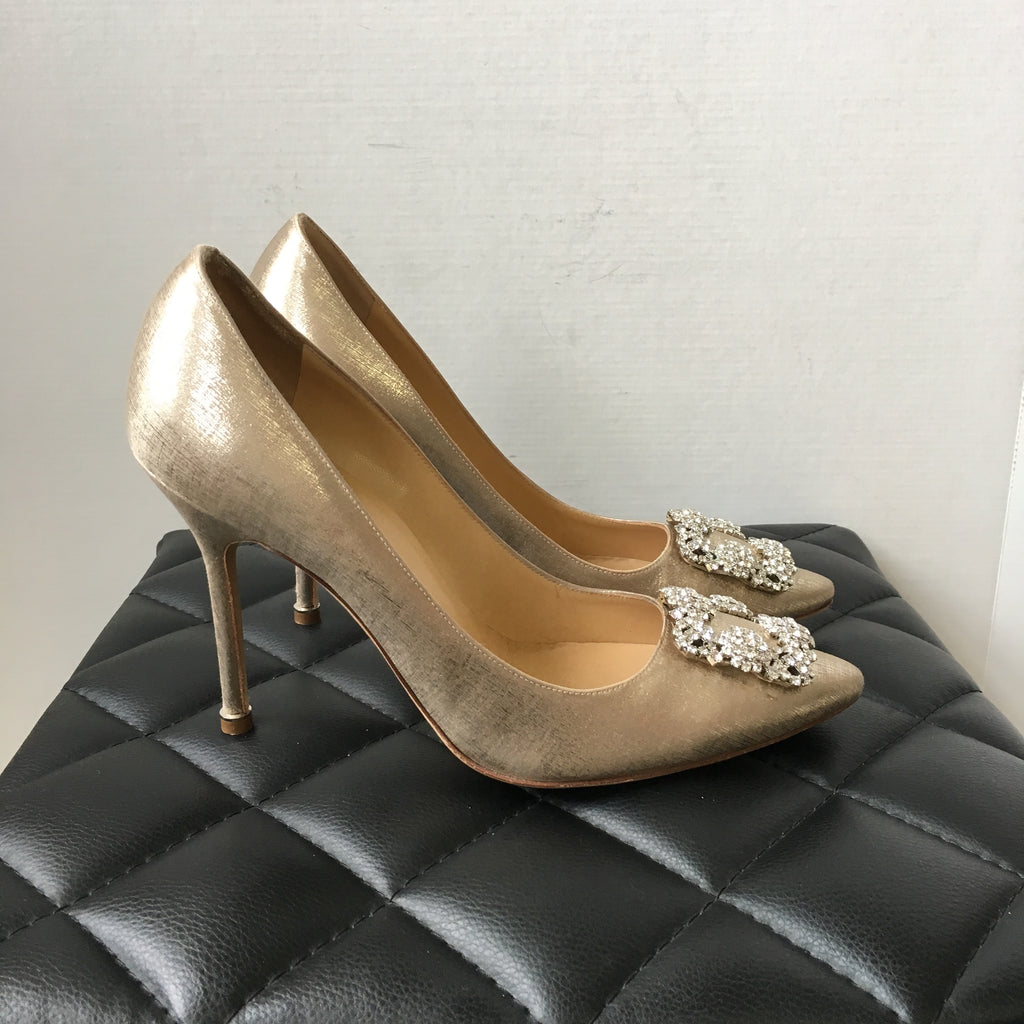 gold manolo blahnik shoes