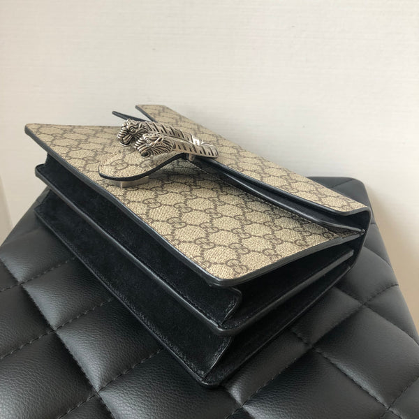 Gucci Dionysus Supreme Black/Beige Small GG shoulder bag | Forever Red Soles