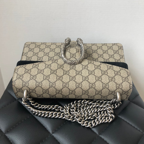 Gucci Dionysus Supreme Black/Beige Small GG shoulder bag | Forever Red Soles