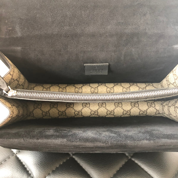 Gucci Dionysus Supreme Black/Beige Small GG shoulder bag | Forever Red Soles