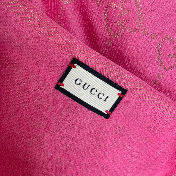 Gucci Pink Metallic GG Scarf