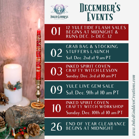 December Events at Inked Goddess Creations