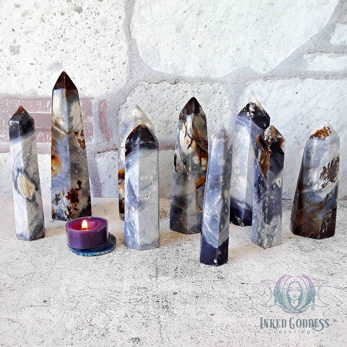 Purple Moss Agate Tower for Spiritual Development