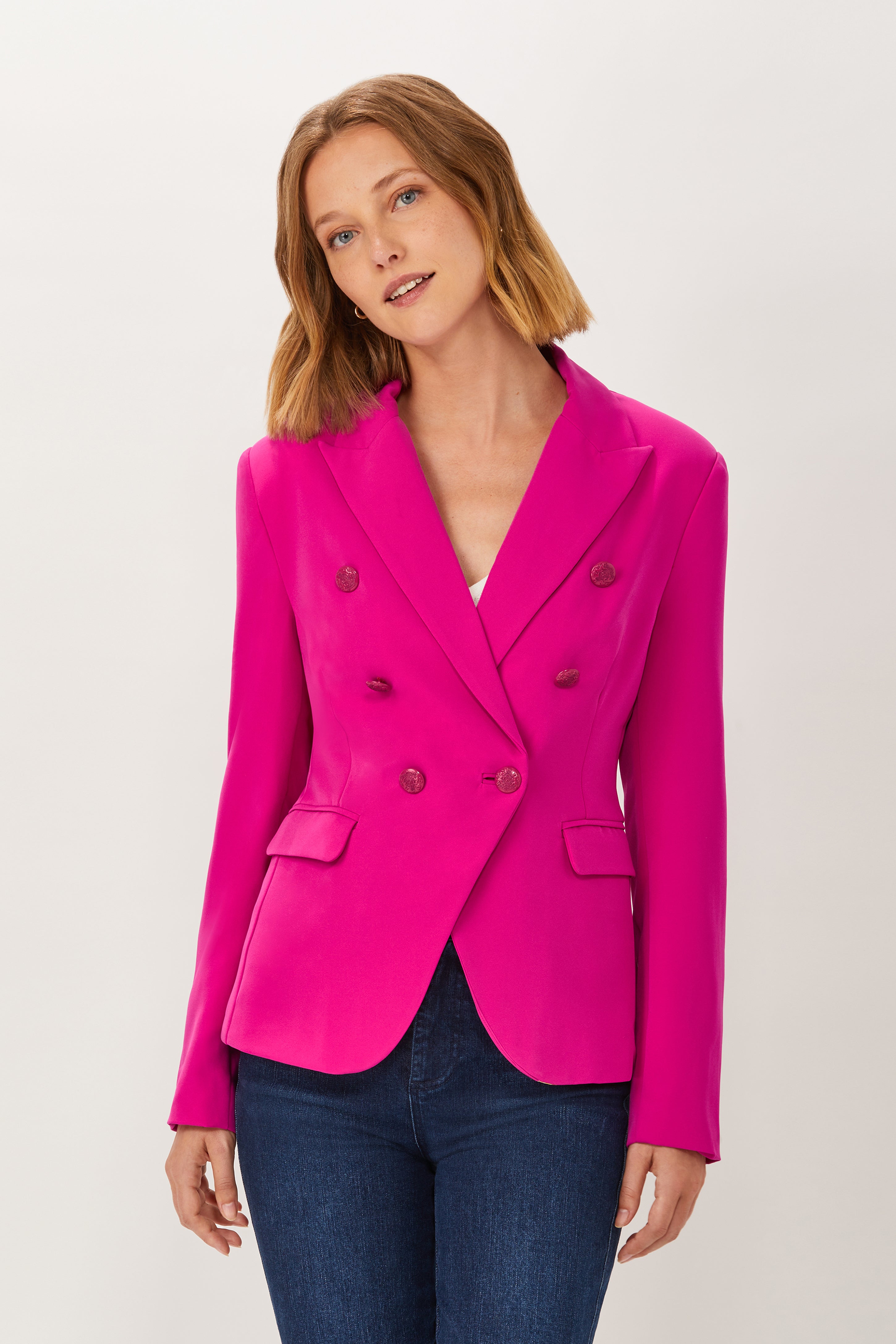 Image of Double Breasted Jacket - Bright Pink