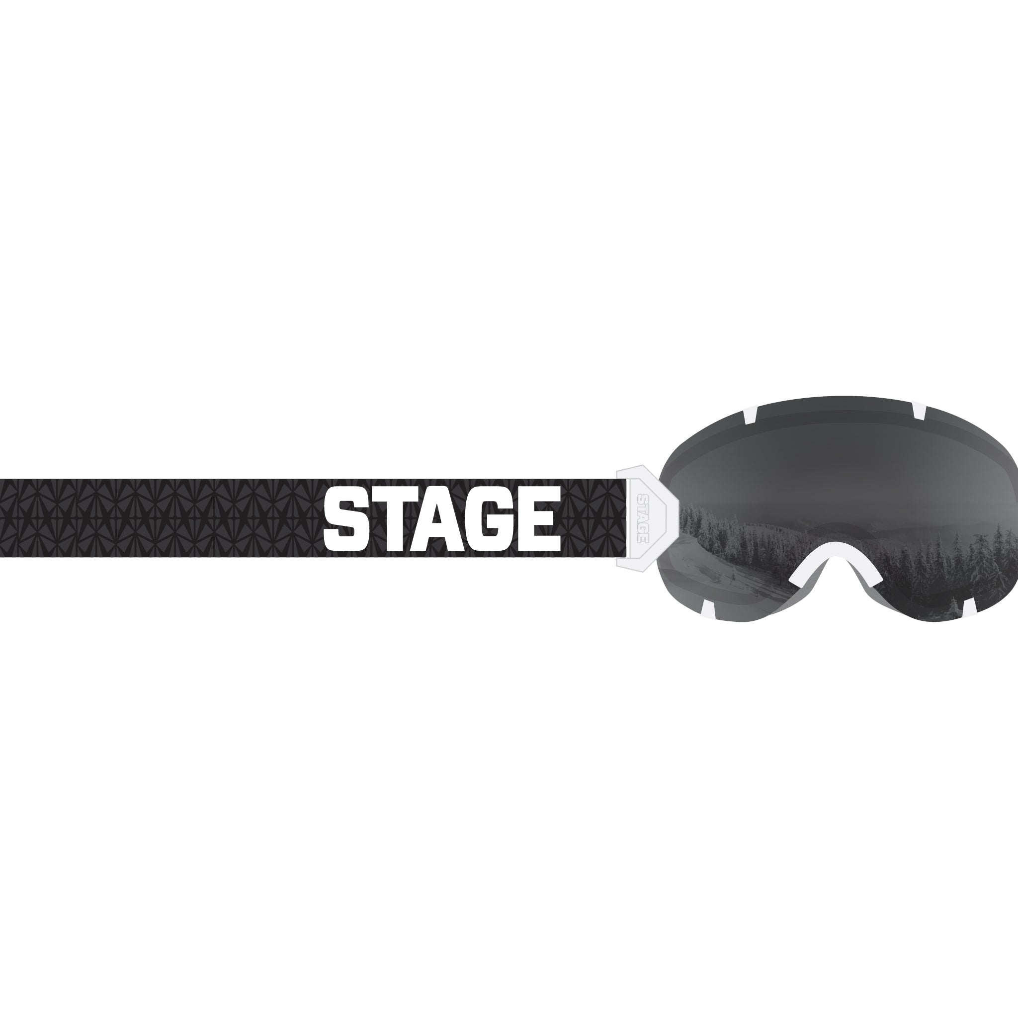 Interchangeable Stunt Ski Strap STAGE - and Lens Goggle - Black