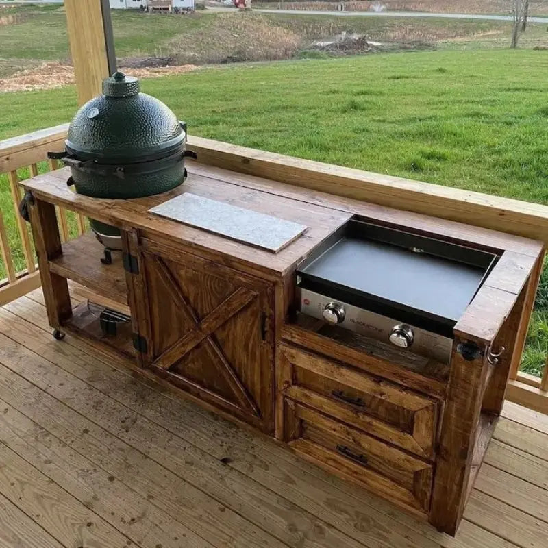 Outdoor Kitchen Cabinets with Natural Texture