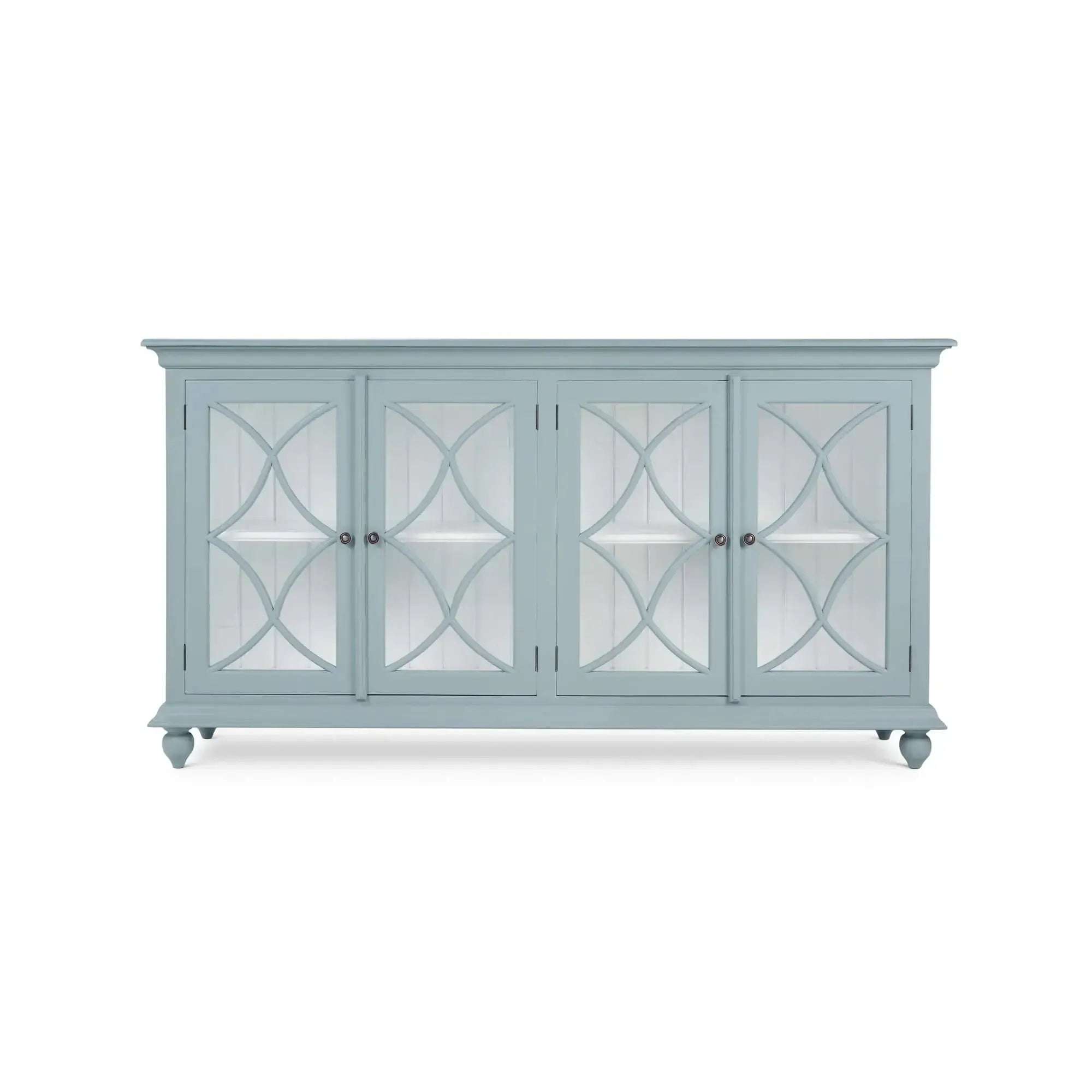 Frosted Blue Hamilton 4-Door Buffet with True White Interior and No Distressing