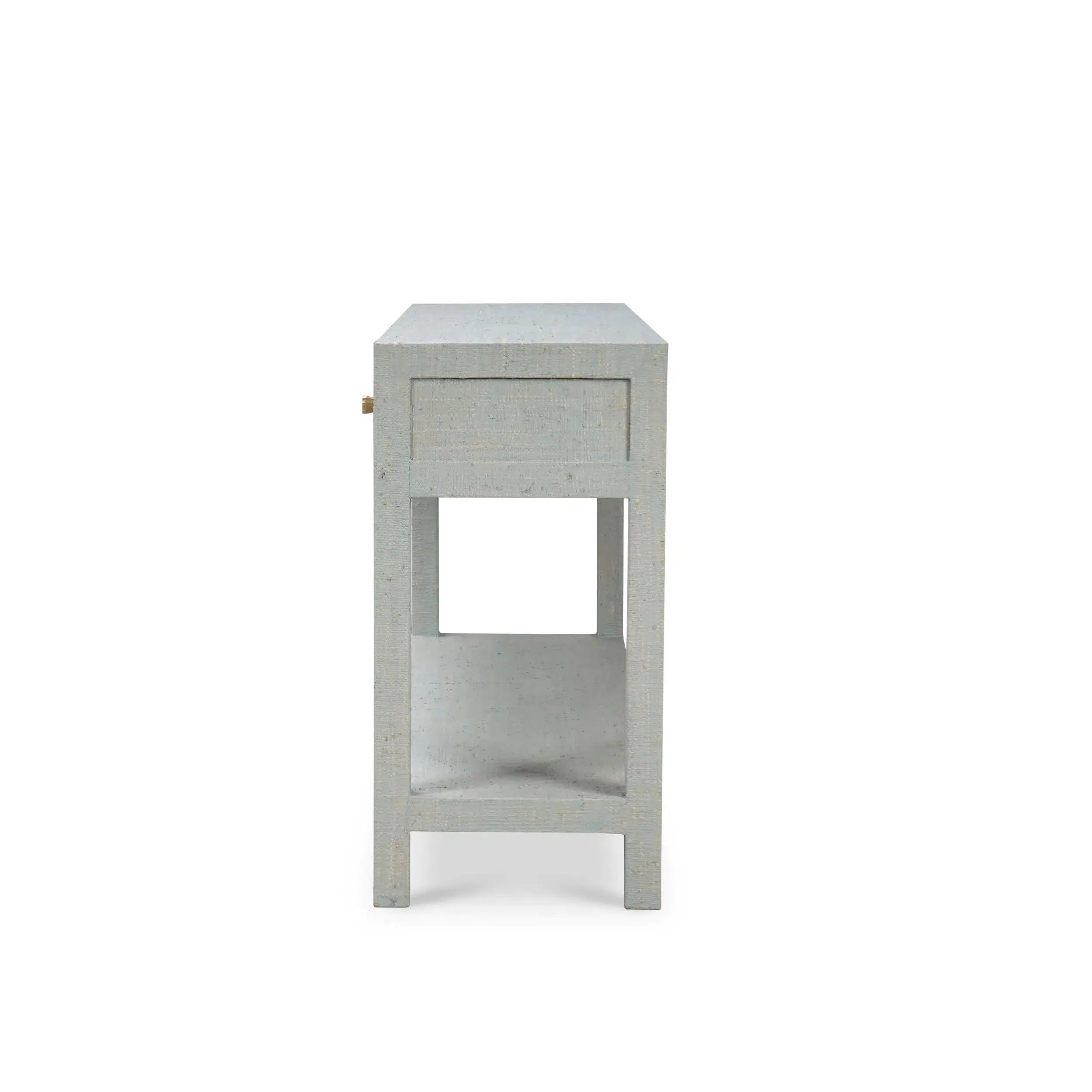 Console Table by Kagu: Wrapped in Pale Blue Washed Raffia