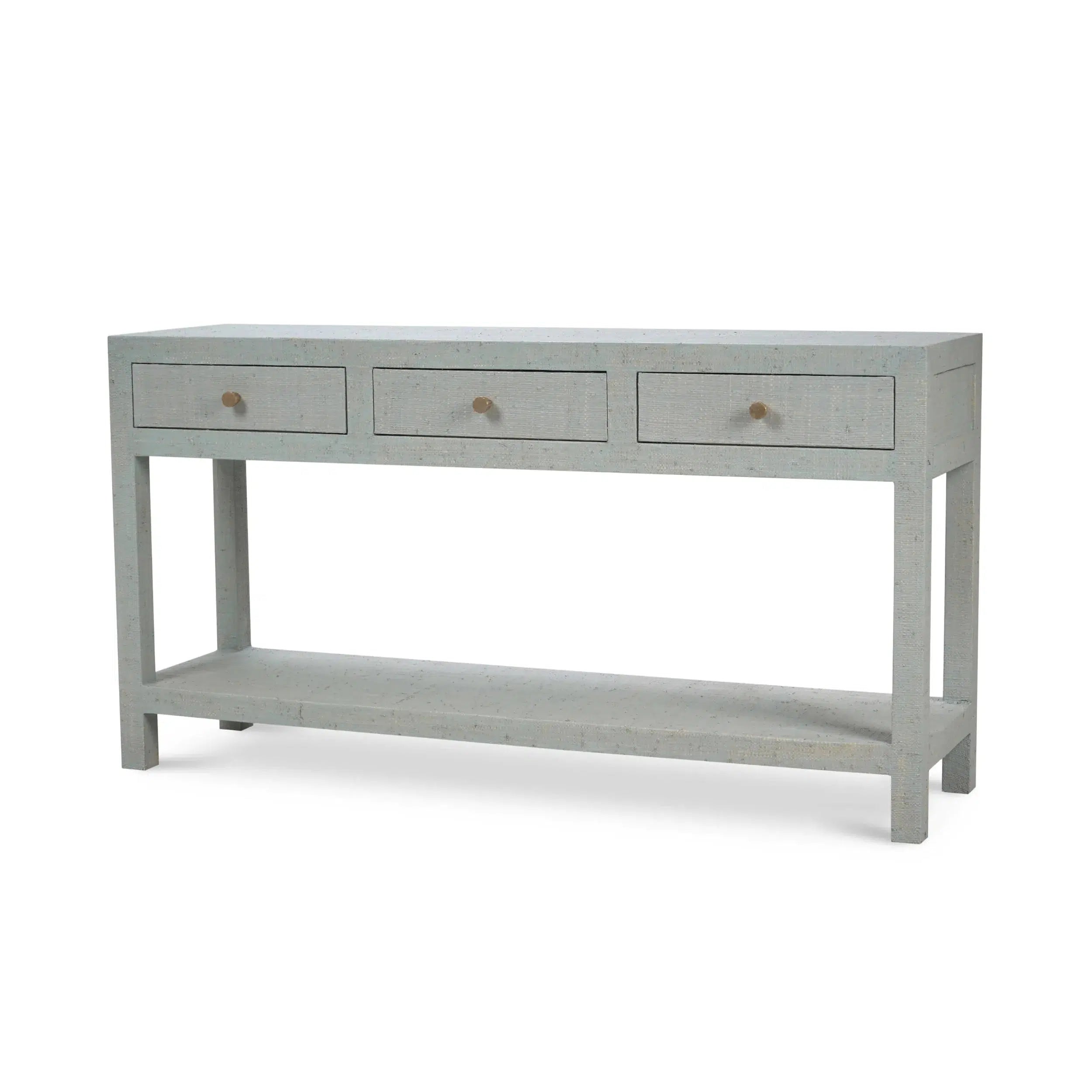 Console Table by Kagu: Wrapped in Pale Blue Washed Raffia