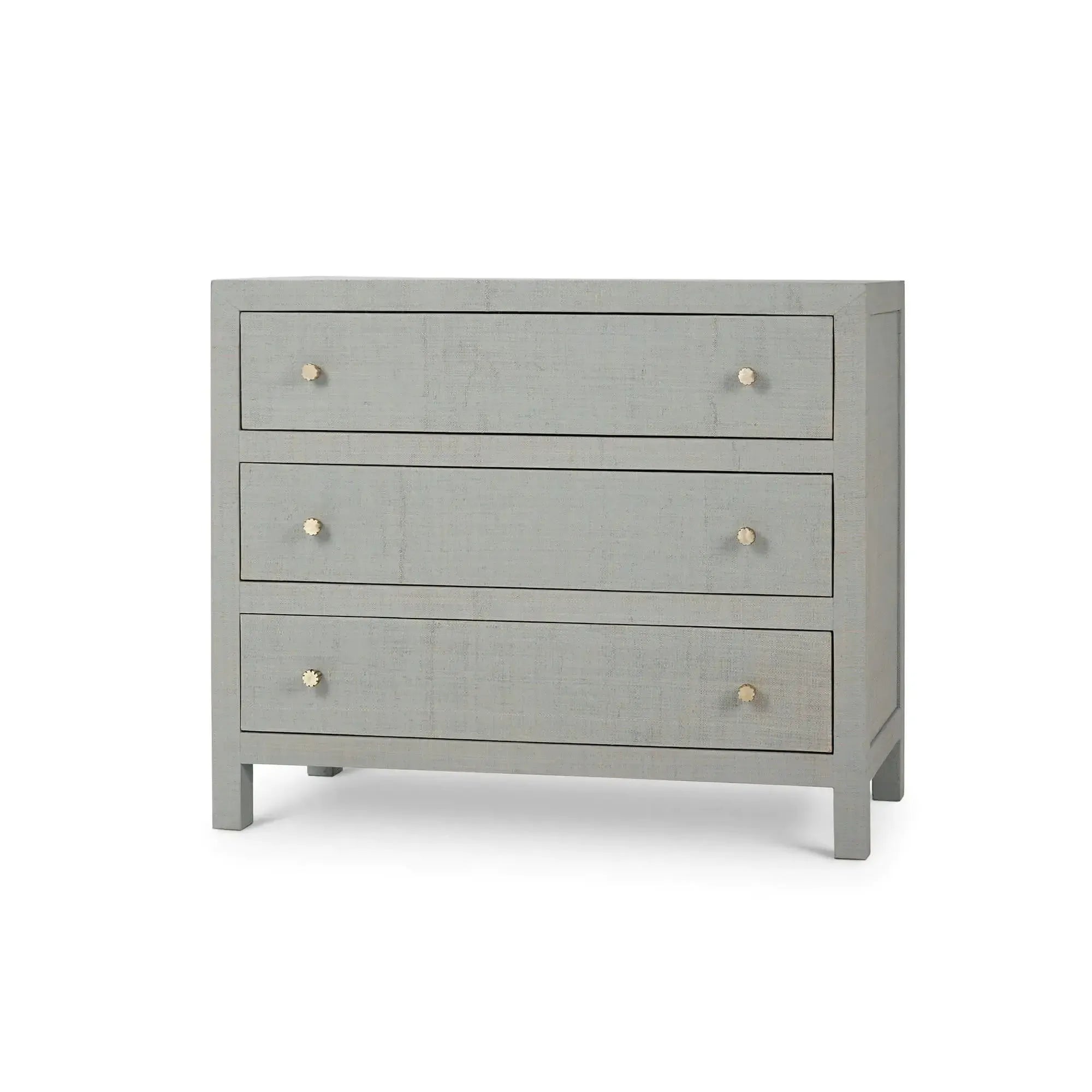 Pale Blue Kagu Dresser with 3 Drawers Wrapped in Raffia