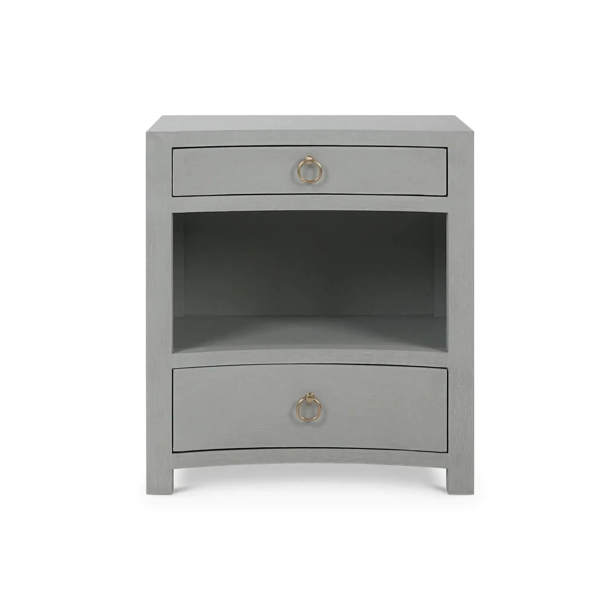 Pale Blue Linen-Wrapped Mornington Bedside Table with Open Shelf
