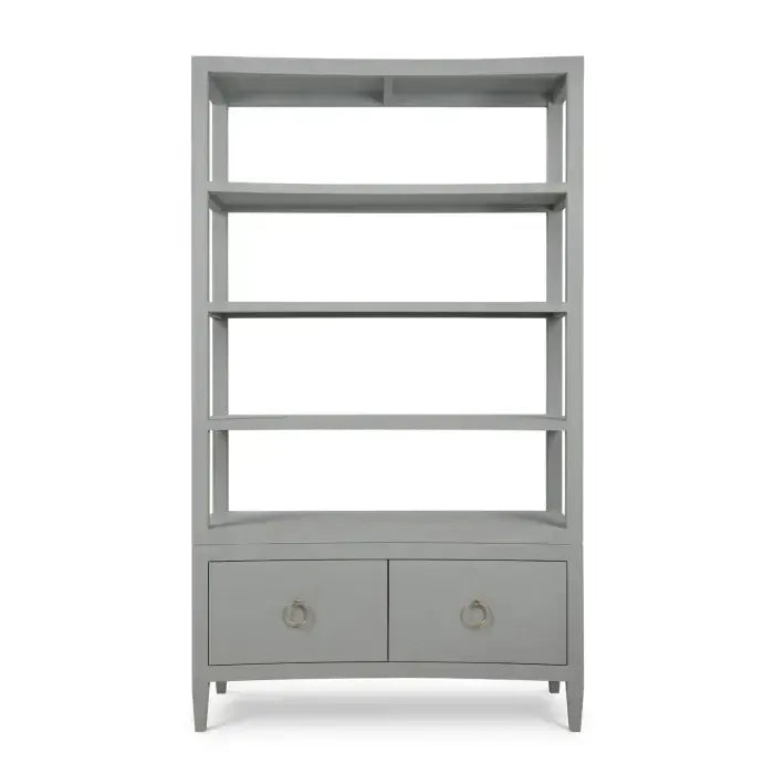 Pale Blue Linen-Wrapped Westminster Concave Shelving Unit