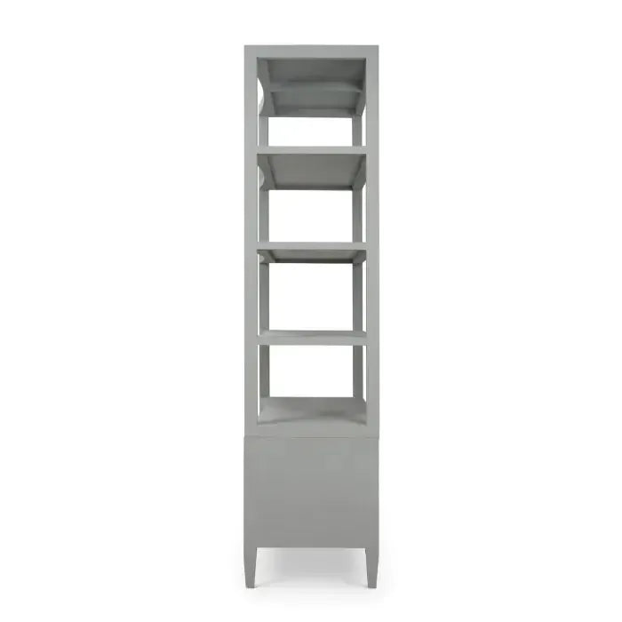 Pale Blue Linen-Wrapped Westminster Concave Shelving Unit