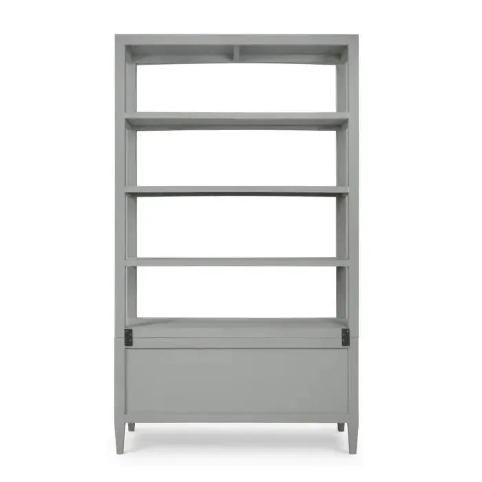 Pale Blue Linen-Wrapped Westminster Concave Shelving Unit