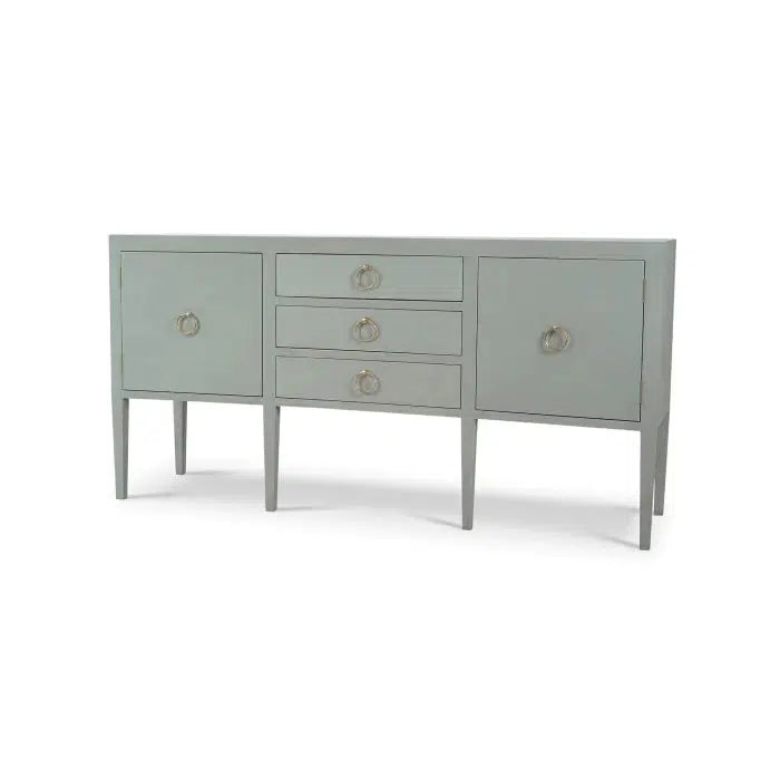 Pale Blue Linen-Wrapped Westminster Concave Sideboard